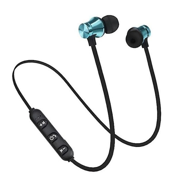 Xt11 magnetiska trådlösa Bluetooth-hörlurar för sportlöpning, trådlöst spelheadset med mikrofon, nackband, sportiga hörlurar (FMY) Blue