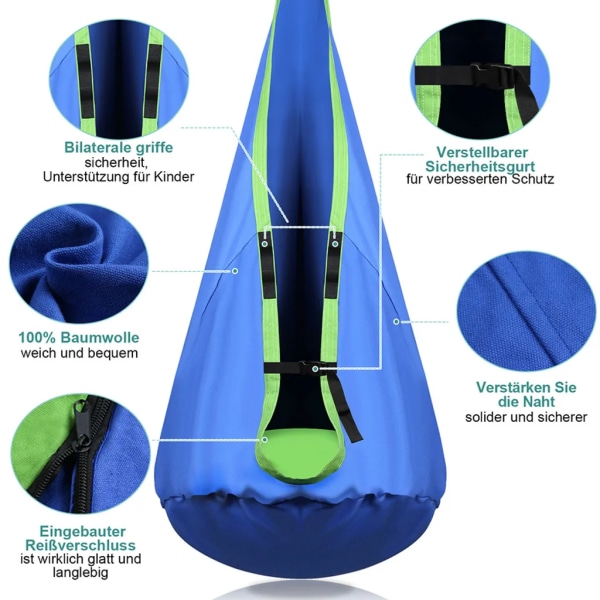Hängande stol upphängningshål: Barns gunghängmatta stol, 180 kg viktkapacitet