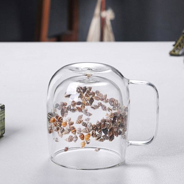Dubbelväggig glasmugg med torkade blommor Glitters Filli skal