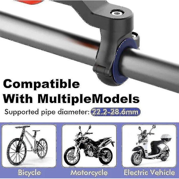 Cykel- og motorcykeltelefonholder kompatibel med Quad Lock