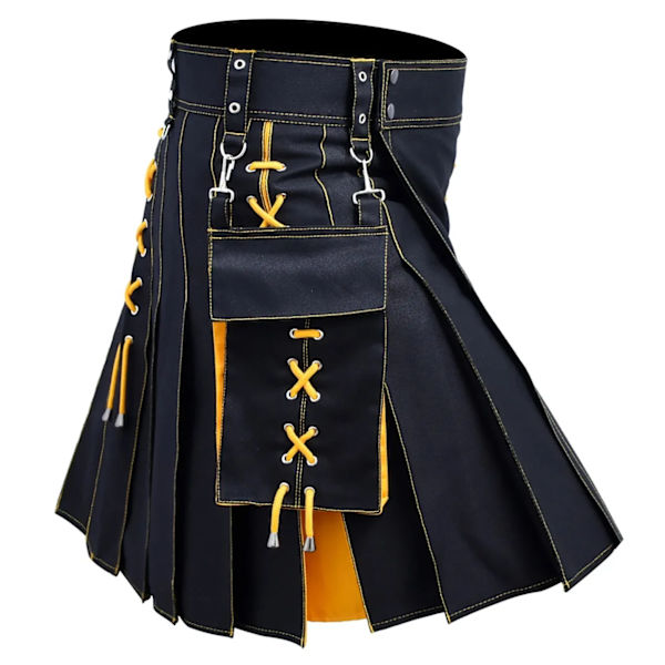 Herr Kilt Utility Skottiruutu Perinteinen Ylämaan Yhtenäinen laskostettu vyölenkkihame Puvut Kiltit lastitaskuilla Punainen Red-MP Red XXL