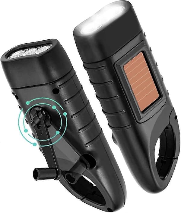 Crank Flashlight 2pcs Solar Crank Flashlight Rechargeable Led Generator Flashlight With Hand Crank Emergency Light-FY-