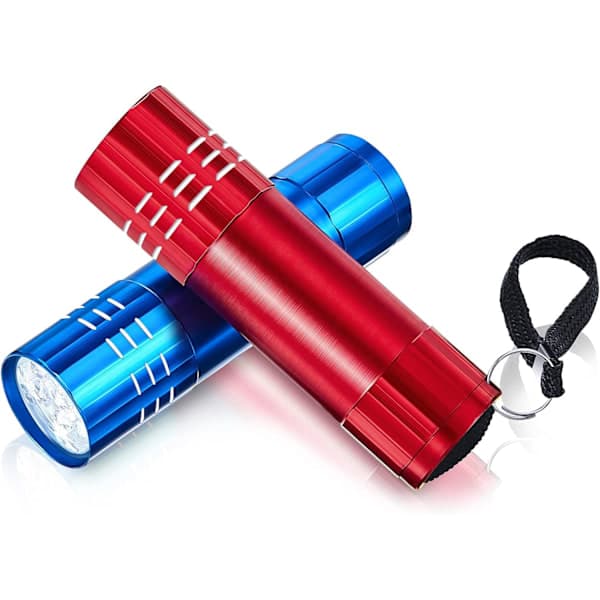 2 Pcs Mini Flashlight Small Handheld Flashlight Kids LED Flashlight 7.6 cm Waterproof, Batteries with Insulation Card Included (Blue, Red)-FY-