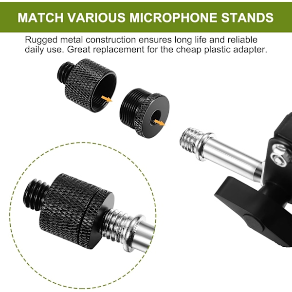 8 stk Mikrofonstativ Adapter Mikrofon gjengeadapter Sett 5/8 Hunn til 3/8 Hann og 3/8 Hunn til 5/8 Hann Skrueadapter Gjenge