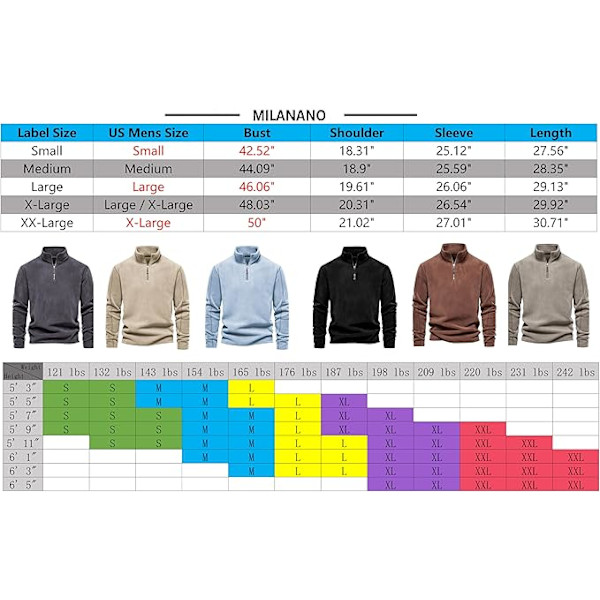 Herrtröja Fleecejacka Herr, 1/4 Zip Pullover, Höstmode Stativ Krag Vinter Varm tröja Casual
