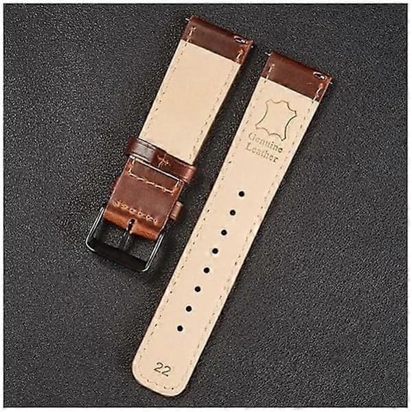 Ægte Læder Urrem Quick Release Brun Rem Ægte Læder Urrem - 22mm-FY-