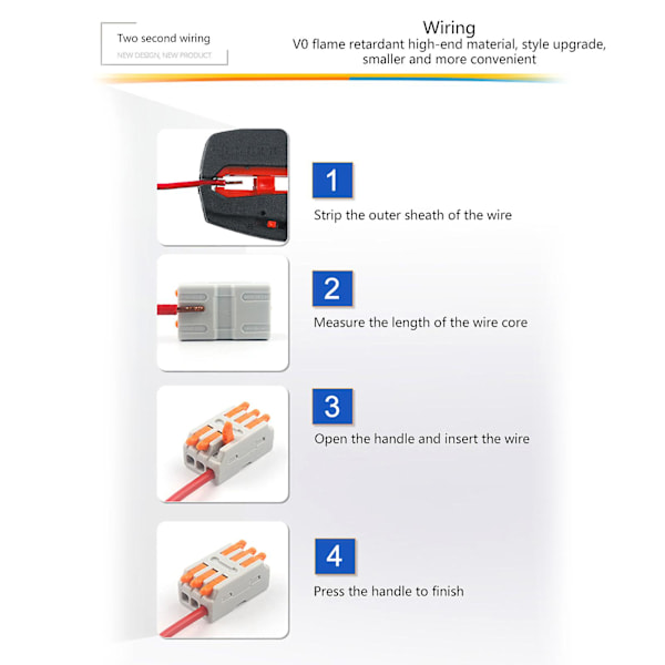 Universal DIN-skinne Koblingsplint Kompakt Mini Push-in-kontakt f