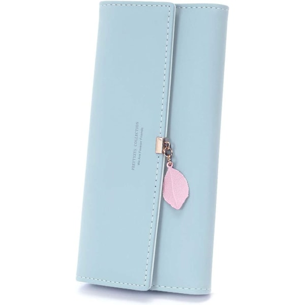 Women's Wallet Wallet Credit Card Holder - Women's Leather Long Wallet Wallet Clutch with Heart Metal Buckle (Green)