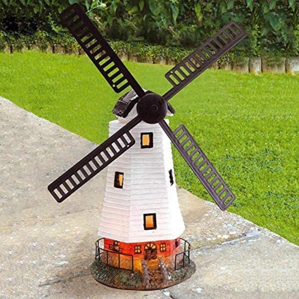 Garden Ornament Windmill, vattentät soldriven automatisk väderkvarn med LED-ljus för trädgårdsprydnad
