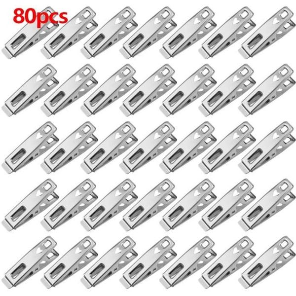 80PCS Stainless Steel Clothes Pegs, Windproof and Rustproof, Stainless Steel Pegs, Clothes Pegs