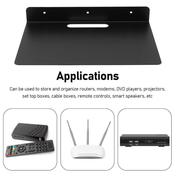 Floating AV Shelf Thick Stainless Metal Wall Mounted Shelf for Projector Set Top Box Router Camera-FY-