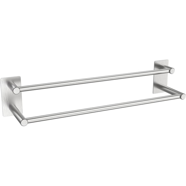 Håndkleholder for bad, selvklebende veggmontert håndklestang uten boring, børstet rustfritt stål, rust- og ripebestandig (40 cm, sølv)
