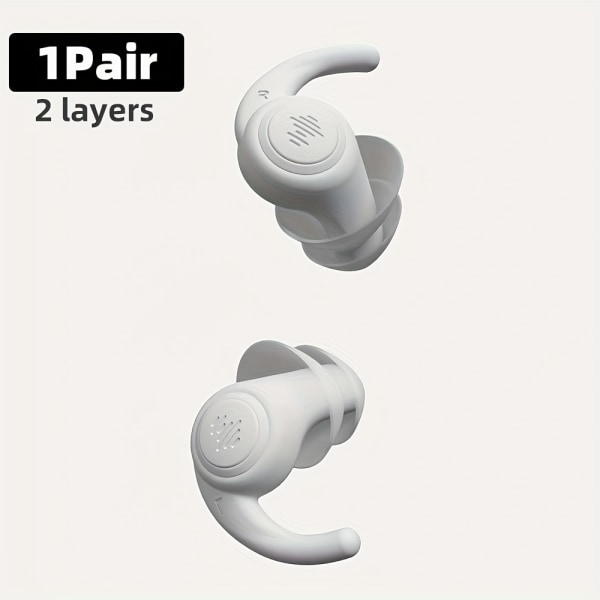 1 par brusreducerande återanvändbara öronproppar med 3-lagers mjuk silikondesign White   2 Layers
