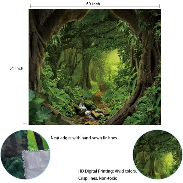 Grøn Misty Forest Gobelin Vægophæng