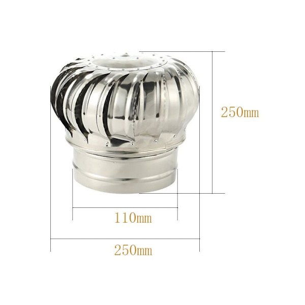 Ruostumattomasta teräksestä valmistettu tuulikäyttöinen pyörivä savupiipun hattu, 110 mm pyörivä uuttohila liesille KLB[YDE]