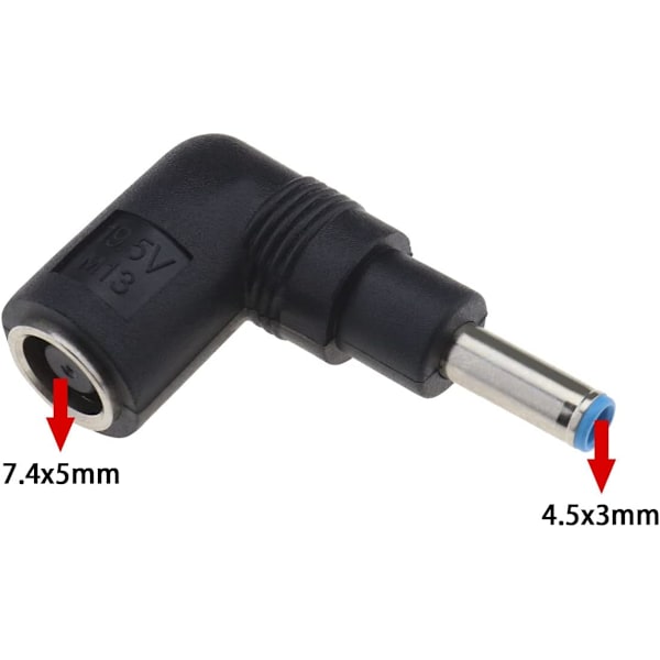 4 st 4 hane adaptrar för DC-strömadapter kompatibel med HP kompatibel med DELL 90 graders bärbar dator strömadapter svart