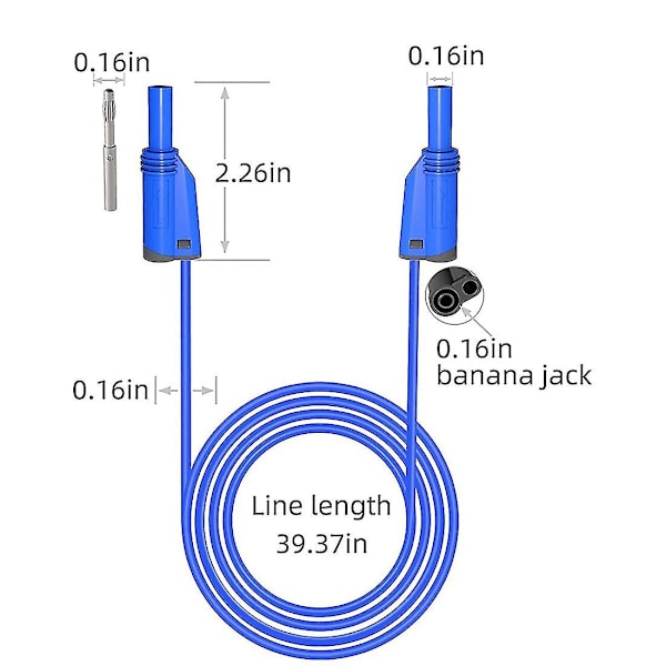 5 stk bananplugg silikon testledninger 4 mm fullstendig isolert sikkerhetshylster stabelbare bananplugger myke