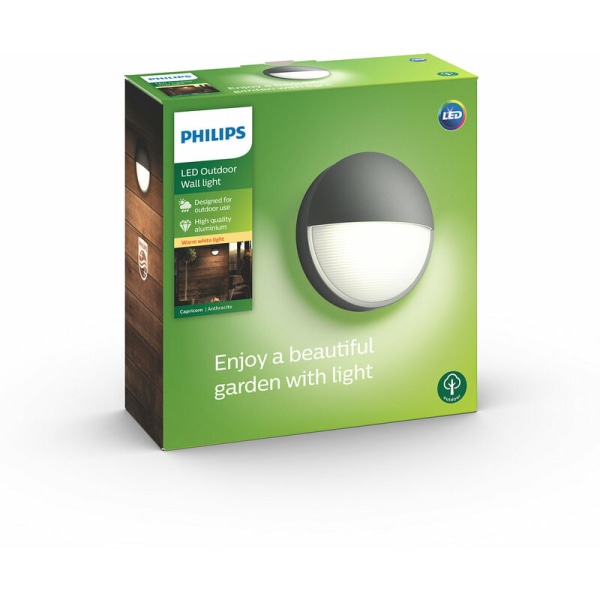 Philips CAPRICORN LED udendørs væglampe 1x3W, 2700K, IP44, Antracit