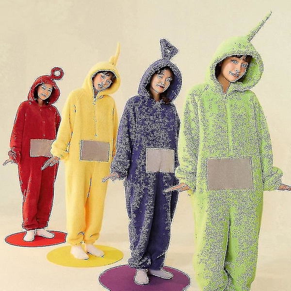 Söta Pyjamas Jul Cosplay Kostym Unisex Vuxen Hemkläder Lala Tinky Winky Kostymer Onesies Pyjamas Jumpsuit Festkläder Grön XL Gul Yellow XL
