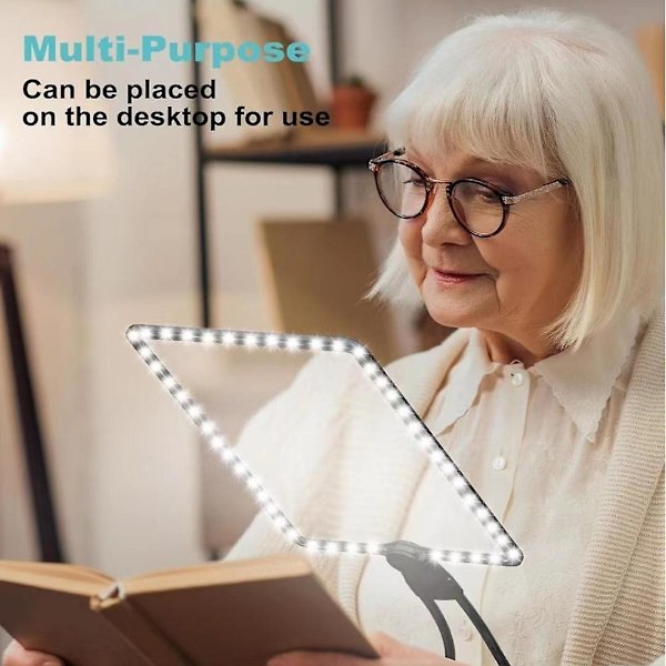 Latautuva handsfree-luppi valolla ja jalustalla 5X suurennoskaula-luppi Seniorille lukemiseen Korjaukseen Ompelemiseen