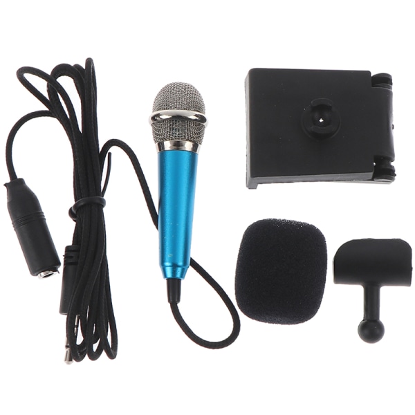 Bærbar 3,5 mm Stereo Studio Mic KTV Karaoke Mini Mikrofon Blue