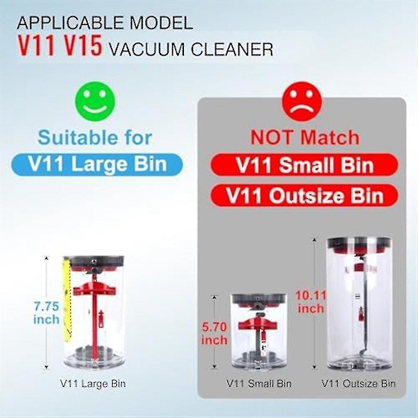 Opgraderet støvbeholder til V11 V15 Sv14 Sv15 Sv22 støvsugere, erstatningsbeholder