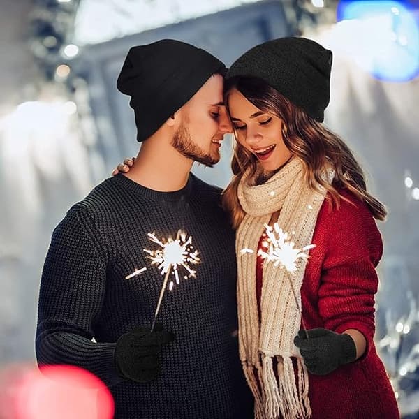 Julklapp för par King Queen vinterstickad mössa för honom och henne-FY-
