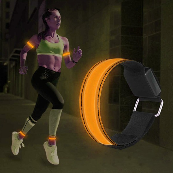 4 stk. Luminous Arm Bands USB Reflekterende Bånd Armbånd til Udendørs Jogging Løb Sport.