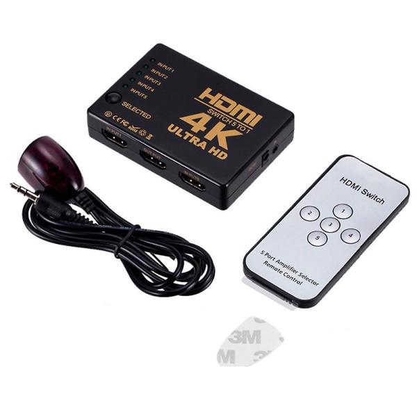 Hdmi-switch 4k, intelligent 5-portars Hdmi-switch, splitter, stödjer 4k