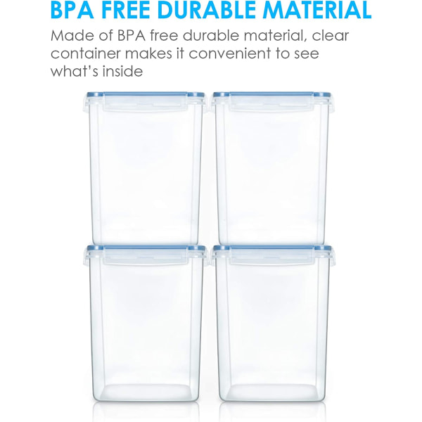 Stora matförvaringsbehållare 5,2L / 176oz, 4 stycken BPA-fri plast lufttäta matförvaringsbehållare för mjöl