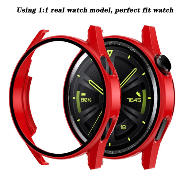 Smartwatch-cover med hærdet glasfilm Smartwatch-cover til GT3 46mm Rød