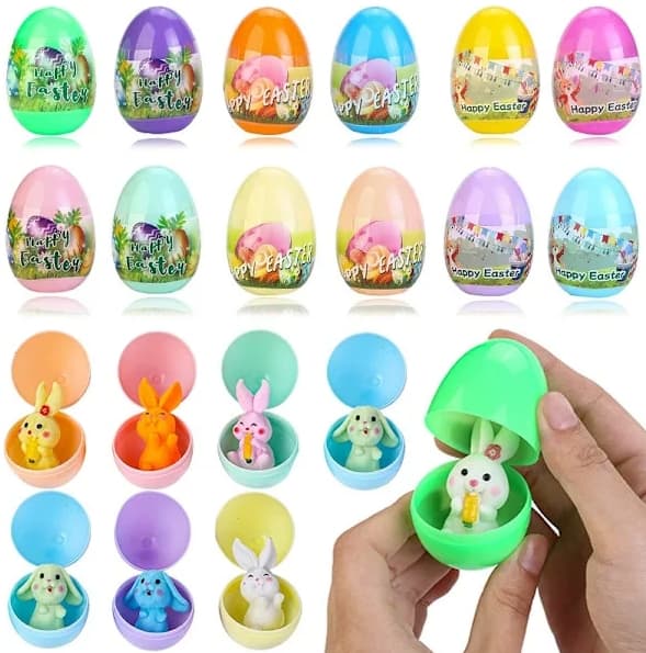 20 Pre-filled Easter Eggs Filled with Squishy Toys for Kids, Easter Eggs to Fill for Easter, for Easter Theme, Party, Hunt, Easter Baskets-FY-