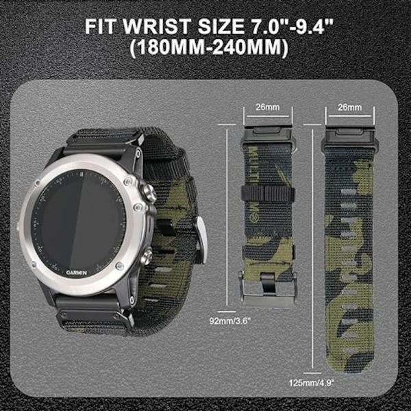 22 26 mm Nylon Military rem För GARMIN FENIX7 7X PRO 6 6X Mjuk slitstark remkropp För 965 Instinktiv ersättnings Army green