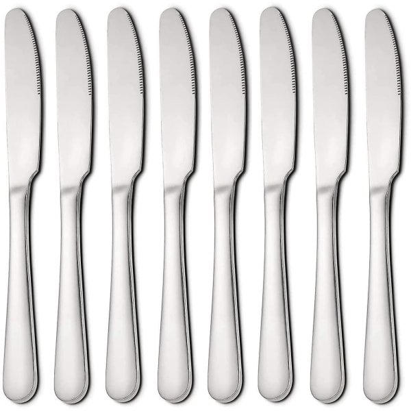Smörknivar, set med 8 middagsknivar Smörspridare i rostfritt stål