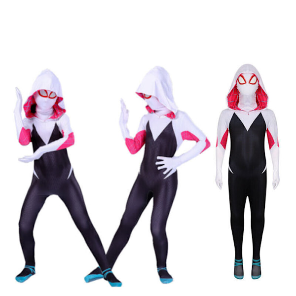 Flickor Ghost Spider Stacy Gwen Cosplay Halloween Kostym Jumpsuit Maskerad Röd Deadpool‘-PO- Red Deadpools 4-5 Years