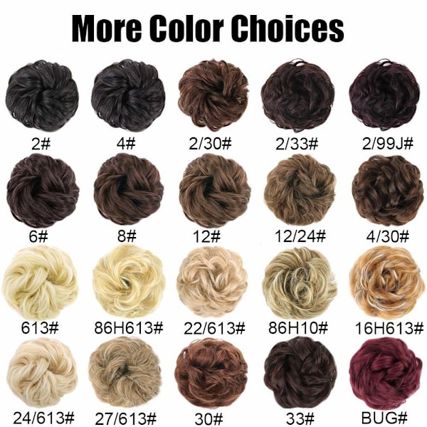 1 stk. Messy Hair Bun Hair Scrunchies Extension Curly Wavy Messy Syntetisk Chignon for Kvinner Updo Hairpiece Dark Auburn Mixed#