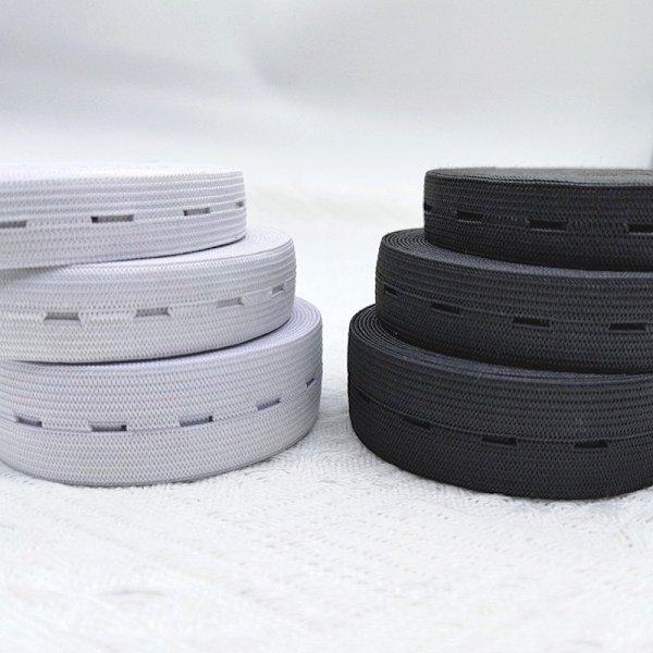 Elastic Buttonhole Band, Practical and Versatile Black, b-FY- Bredd: 2,5cm