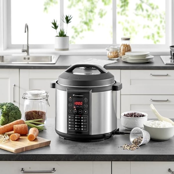 CONTINENTAL EDISON - CEMCSP1000I - Trykkoker - 15 programmer - 5,7L - 1000W - Svart og rustfritt stål