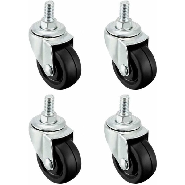 Set of 4 40mm rubber wheels with M8 threaded rod，