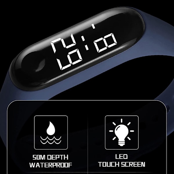 1. st Mode Digital Led Sports Watch Unisex Silikonband Armbandsur Herr Dam Mode Enkelt Black