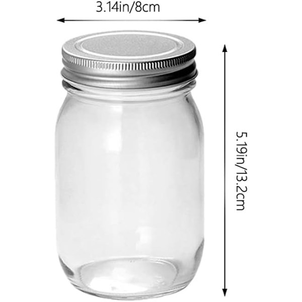 6-pack glasburkar med vanlig öppning, genomskinliga glasburkar med lock för försegling, torr mat, snacks, godis, gör-det-själv-projekt (16 oz)