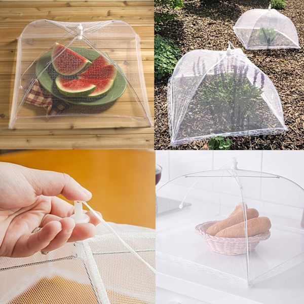Matnät, 43 cm nät pop-up matnät, tårtkopp för utomhusbruk, festpicknick, grillning, återanvändbar och hopfällbar (6-pack)