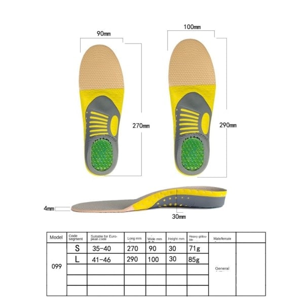 1 par ortopediske innleggssåler for flate føtter 35-40