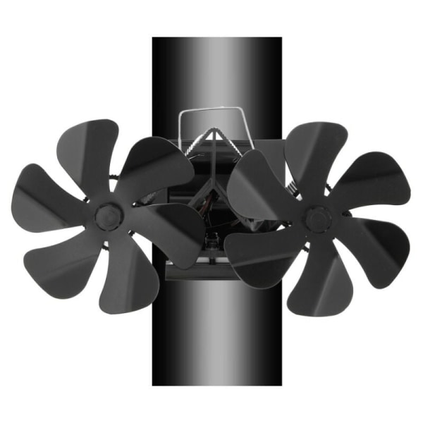 Wall Mounted Wood Stove Fan for Wood/Fireplace/Gas/Pellet/Log Stove Quiet Double Head 12 Blade Thermal Fireplace Fan - LKBD