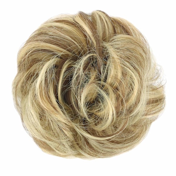 1 kpl sotkuinen hiusnuttura hiusdonitsi pidennykset kihara aaltoileva sotkuinen synteettinen chignon naisille Updo Hairpiec Light Blonde & Light Brown#