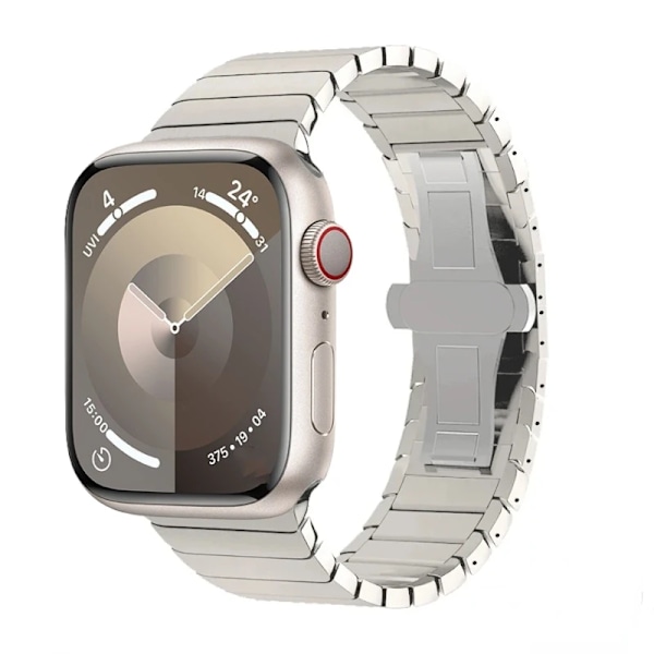 Metalbånd til Apple Watch 9 8 7 45mm 41mm Udskiftningsarmbånd i rustfrit stål Til iWatch 6 5 4 3 2 SE 44mm 40mm Ultra/2 49mm Star-white