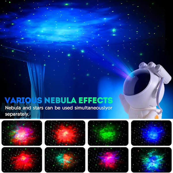 Astronaut Galaxy Star Projector Starry Night Light med timer och fjärrkontroll, takprojektor, present till barn och vuxna [Energiklass F]