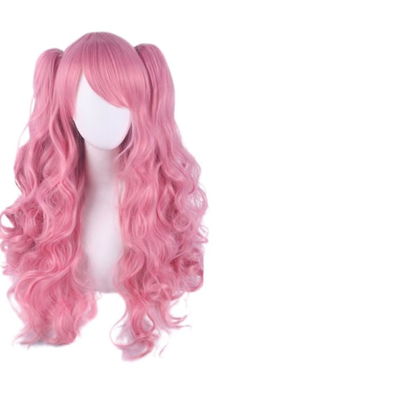 Lolita Langt Krøllet Clip On Hestehale Cosplay Parykk, Dobbel Hestehale Tiger Clip Lang Krøllet Parykk (rosa),wz-1340 (FMY)