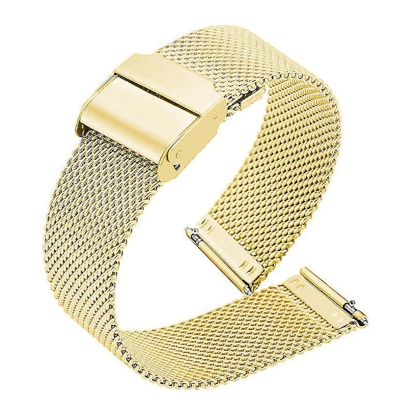 121314151617182022mm Milanese Loop Hurtigkobling Armbånd i Rustfritt Stål for Menn Kvinner Mesh Metall Erstatningsarmbånd Klokkearmbånd Gull Gold 23mm