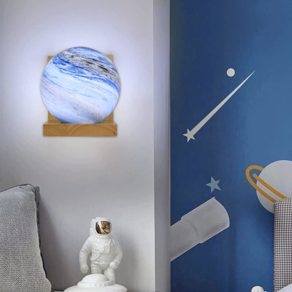 Glass Galaxy Vegglampe med Lampeskjerm, Nordisk Kreativitet, Tretrebunn, Vegglysarmatur, Nattlys for Barnerom